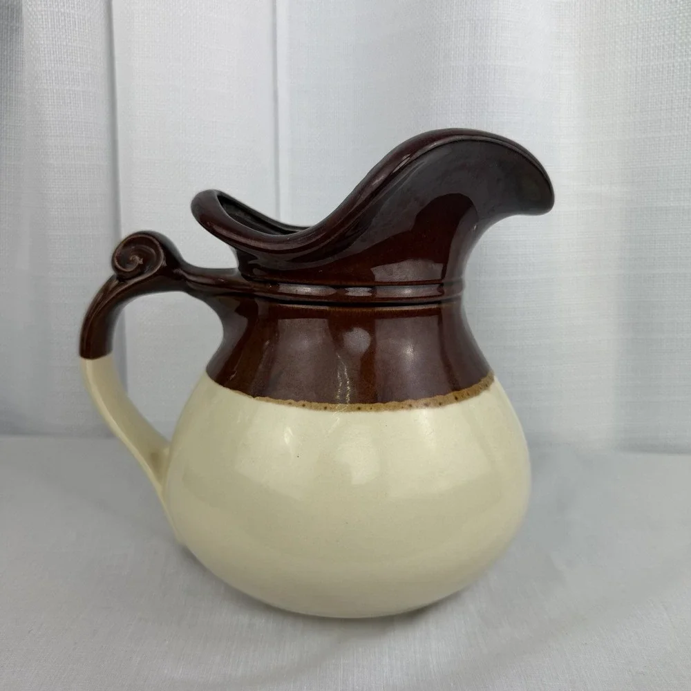 McCOY USA Pottery Pitcher Vintage 1960's Grapes Fruit Pear Nuts 7515 Brown Fall